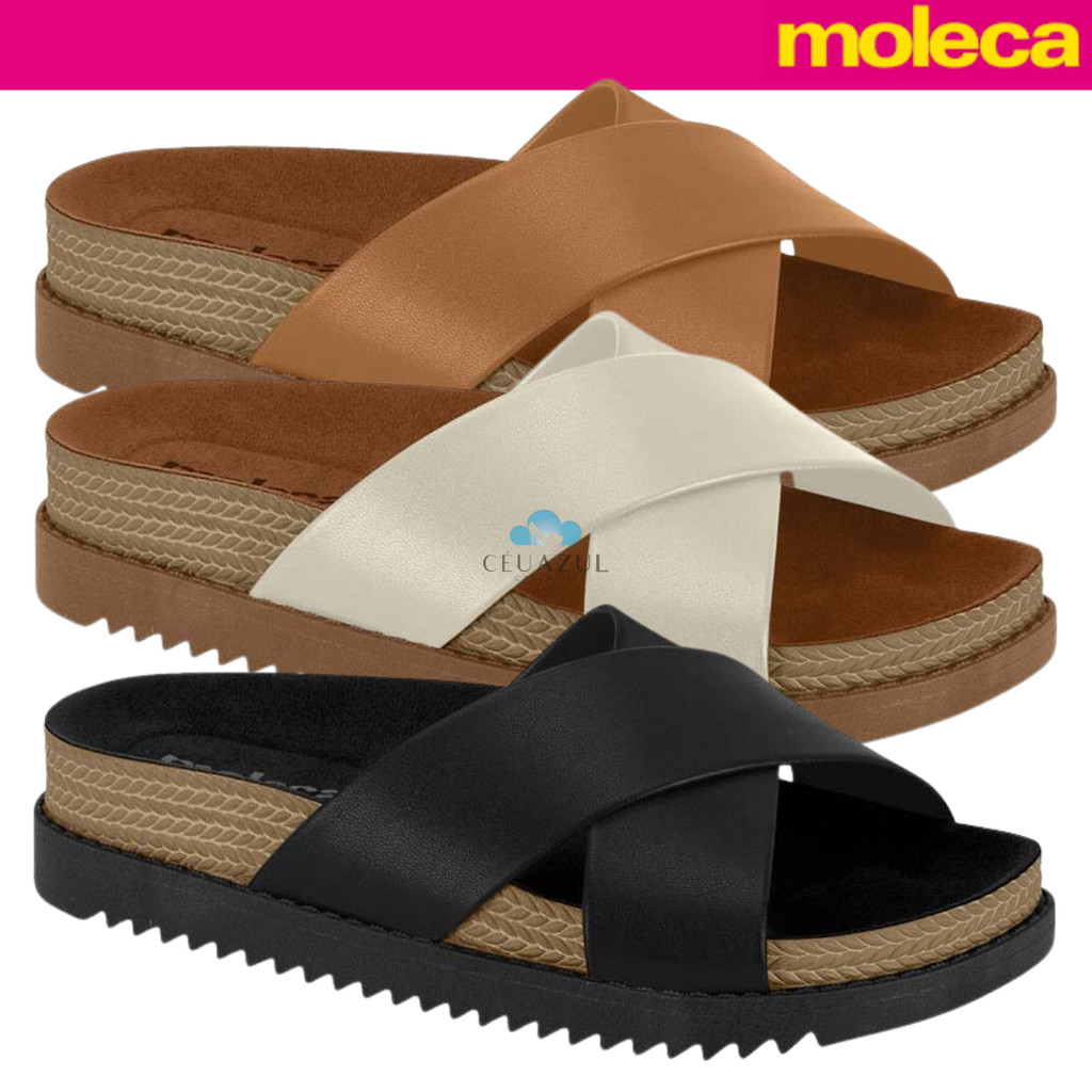 Chinelo Slide Moleca Feminino Plataforma Tiras Cruzadas Conforto em Oferta na Shopee