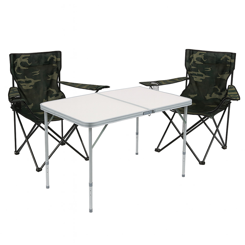 Kit 2 Cadeiras Dobráveis e 1 Mesa Dobrável Tampo MDF 90X60