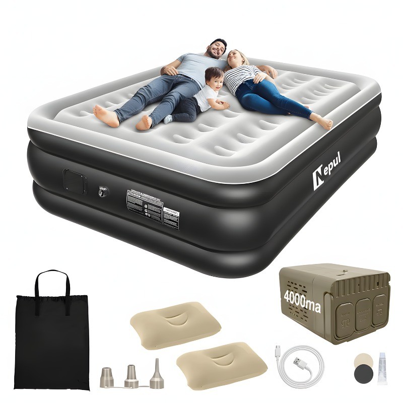 Colchão Inflável Queen Casal Cama De Campanha Bomba Inflável Com Bateria De Lítio Integrada em Oferta na Shopee