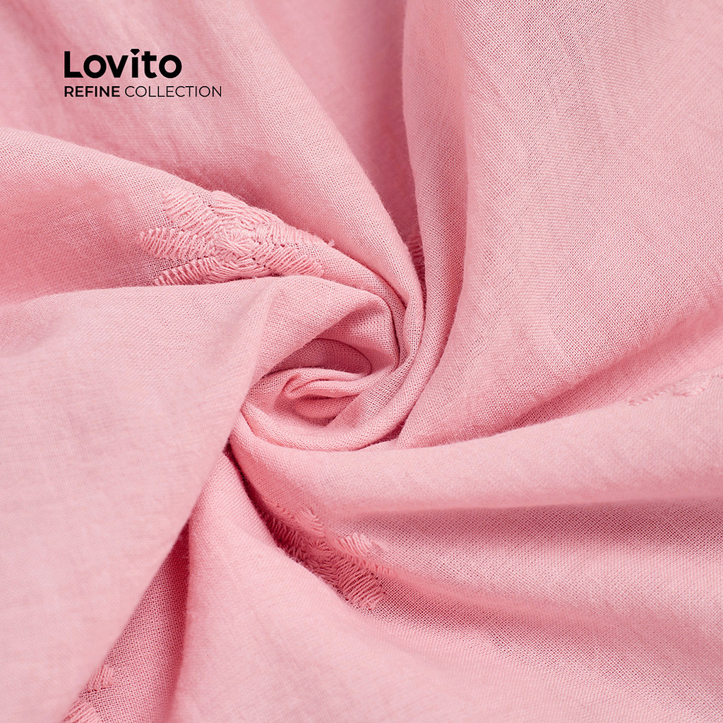 Detalhes do Lovito Refine Vestido Confortável Estiloso Elegante Zíper Camadas Primavera/Verão Rosa para Mulheres LR23E038