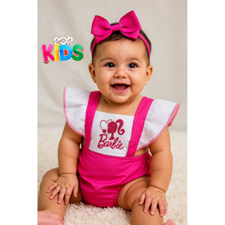 Romper Jardineira Barbie Infantil tematico mesversario menina Book festea fantasia rosa Pink barby barbi Barbie boneca em Oferta na Shopee
