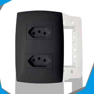 Conjunto Tomada Dupla 20a 4x2 - Blux Home Grafite Modular Embutir Parede em Oferta na Shopee