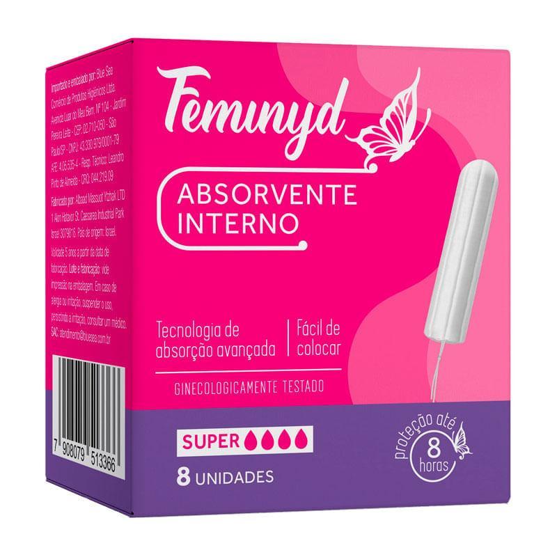 Absorvente Interno Feminyd Super 8 Unidades em Oferta na Shopee