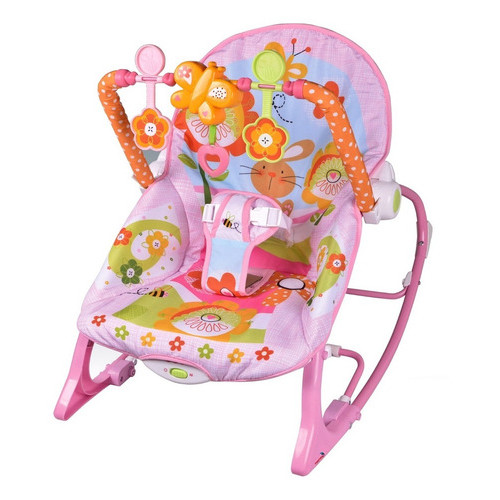 Cadeira De Descanso Para Bebê Vibratória Acolchoada Com Som E Balanço Rosa Confortável E Segura em Oferta na Shopee