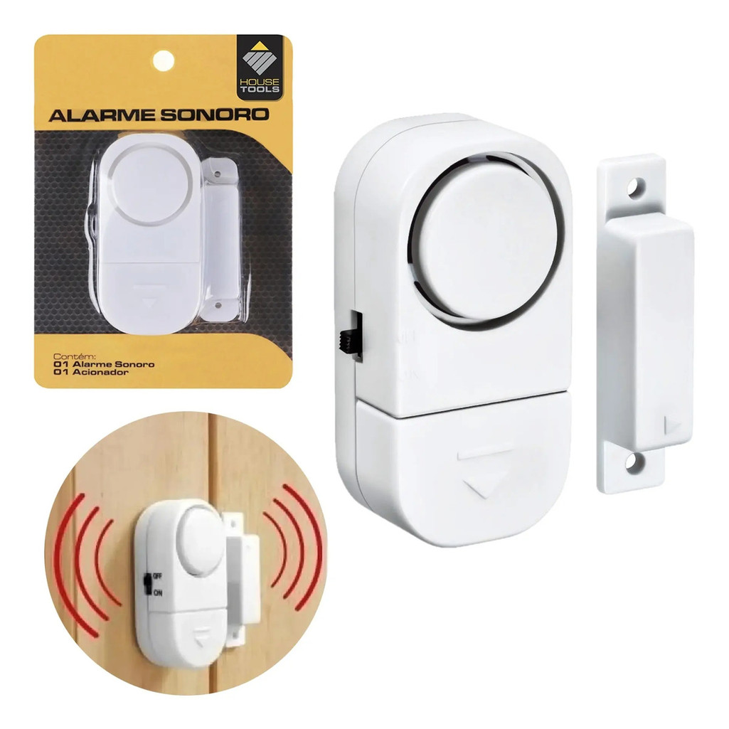 Sensor Alarme Magnético Sirene Porta Janela Sem Fio Segurança Casa Comercio Antifurto Alarme