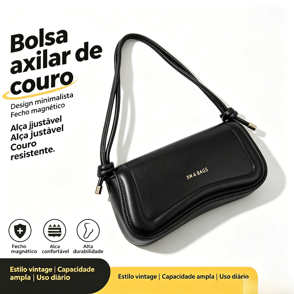 Bolsa de Ombro Pequena em Estilo Minimalista para Trabalho e Passeios Diários