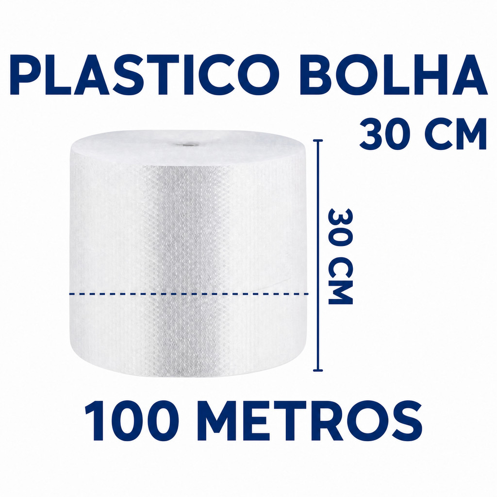 Rolo Plástico Bolha Bobina de 30cm x 100 Metros 25 Micras E-commerce Bolha Mudança Transporte Proteção
