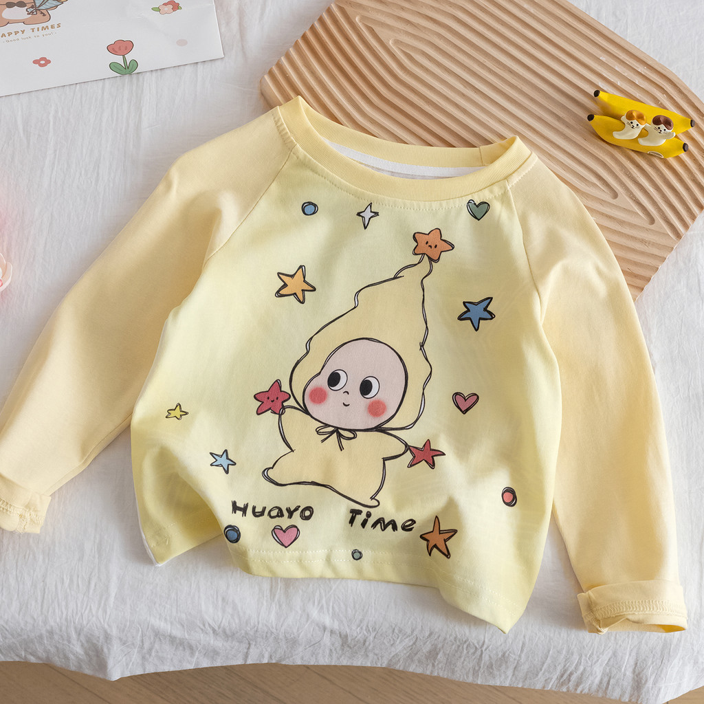 Meninas roupas de primavera novo estilo estrelas Bottoming camisetas de manga comprida crianças topos de manga comprida 