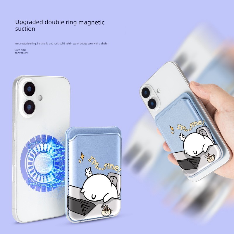 carteira magsafe forte sucção palmas dos desenhos animados bonito casal estilo titular do cartão magnético dobrá