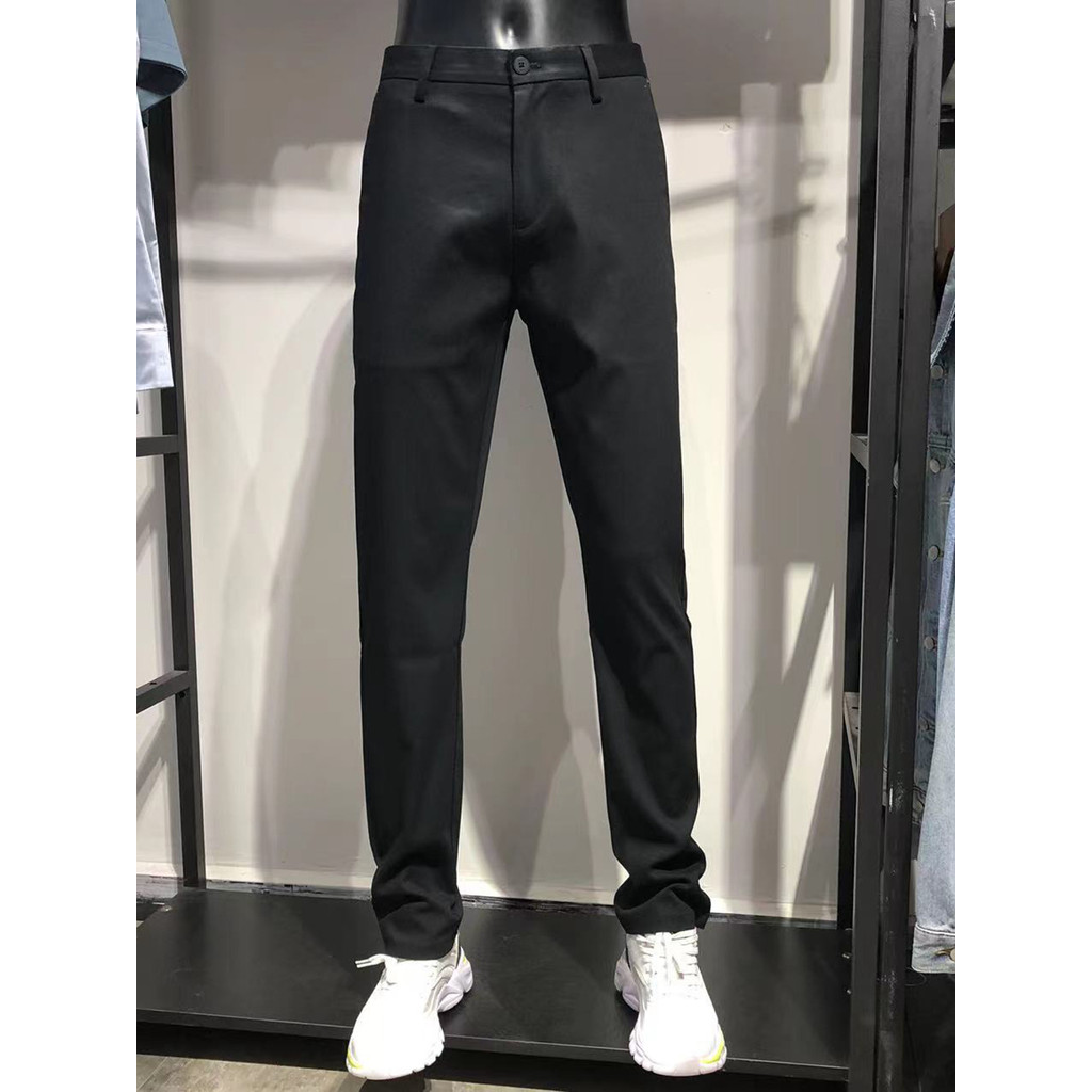 Marca roupas masculinas Jck Jns outono inverno grosso masculino de alta elasticidade Micro-rugas preto calças masculinas