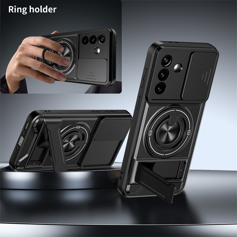 Capa De Telefone Para Câmera Com Suporte Samsung Galaxy A27 A57 A37 A17 A07 A56 A36 A26 A16 A06 A55 A35 5G 4G Proteção À