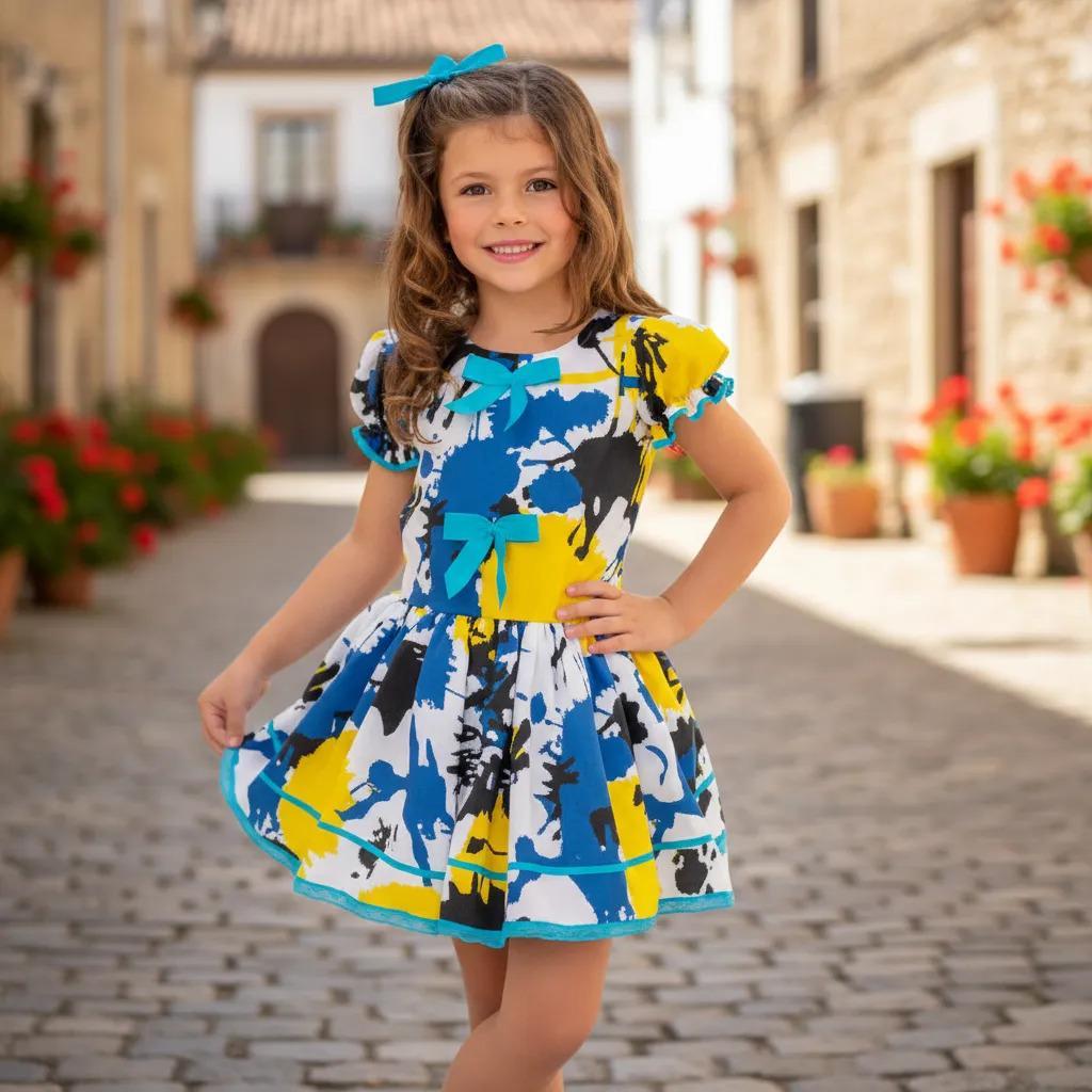 Vestido Infantil de Festa Junina Floral com Laço pra Menina Caipira