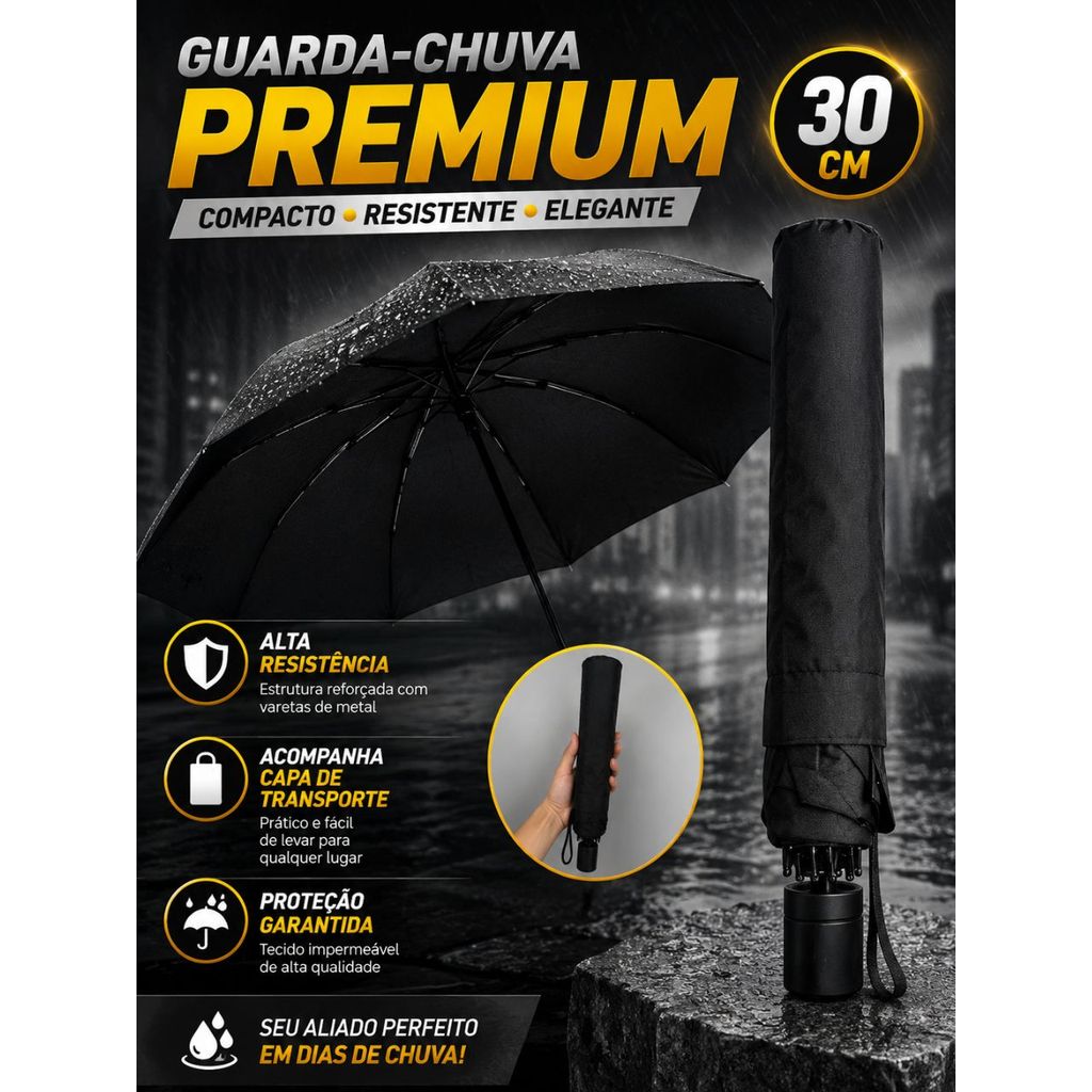 Sombrinha Guarda Chuva Portátil Grande Reforçada 1,2m Original Preto Dobrável