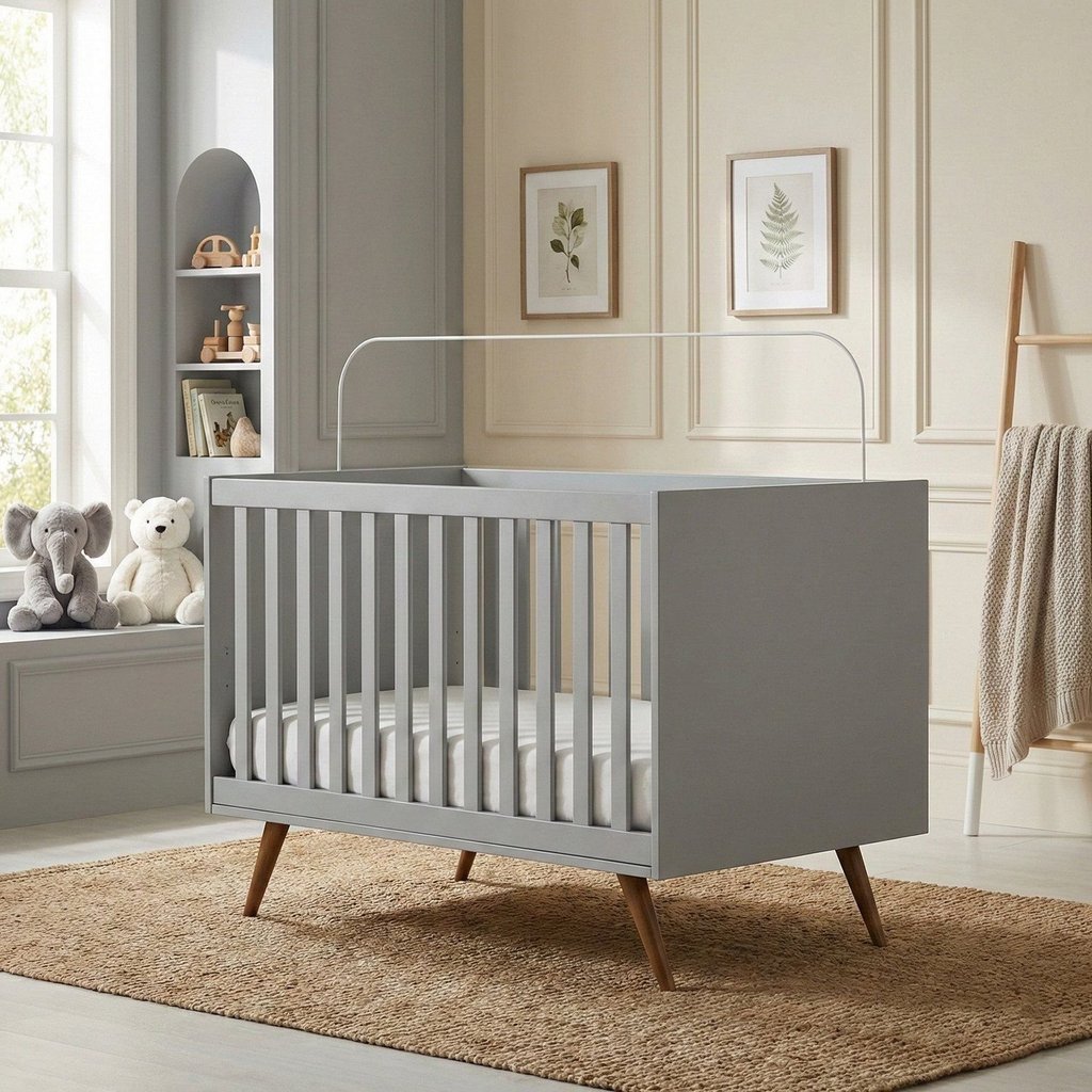 Berço Mini Cama 3 em 1 Americano 100% MDF Ayla Cinza