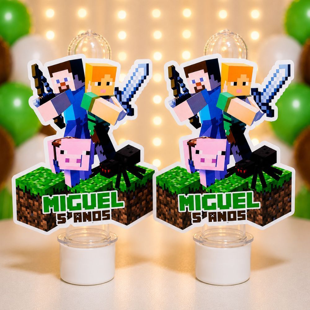 Apliques para 3D para Tubetes Minecraft Personalizado -festa infantil - lembrancinhas personalizadas - Tags para Tubetes