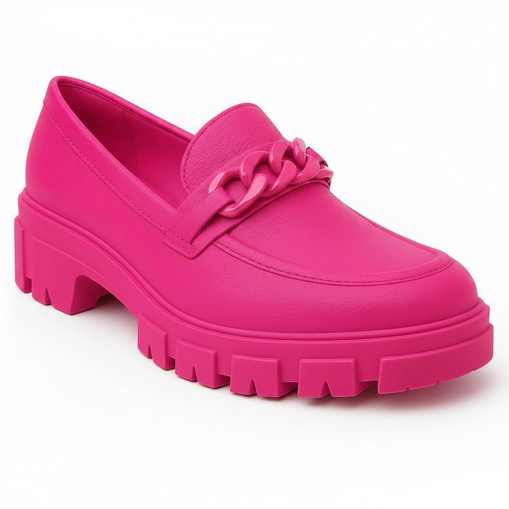 Sapato Feminino Mocassim Confortável Solado Tratorado Plataforma Elegante