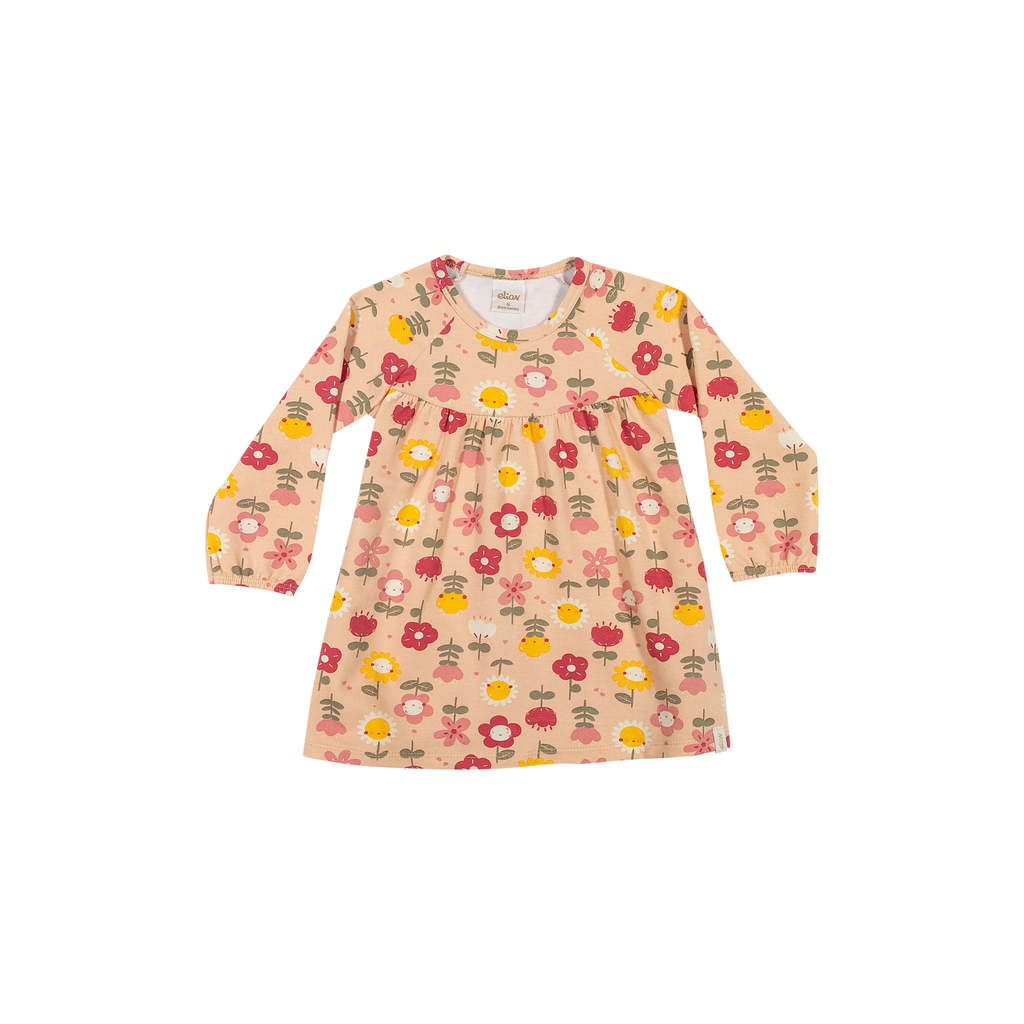 Vestido Bebê Menina Molecotton Floral Elian Bege
