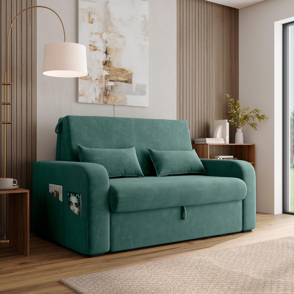 Sofá Cama com Baú 2 Lugares 140cm Lady Day Verde Matrix