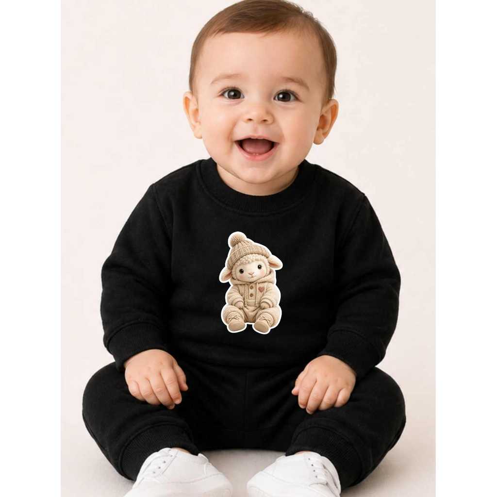 Moletom Capote Infantil Felpado Conjunto Bebê Ovelha Roupa de Inverno 50% Algodão Menino Menina