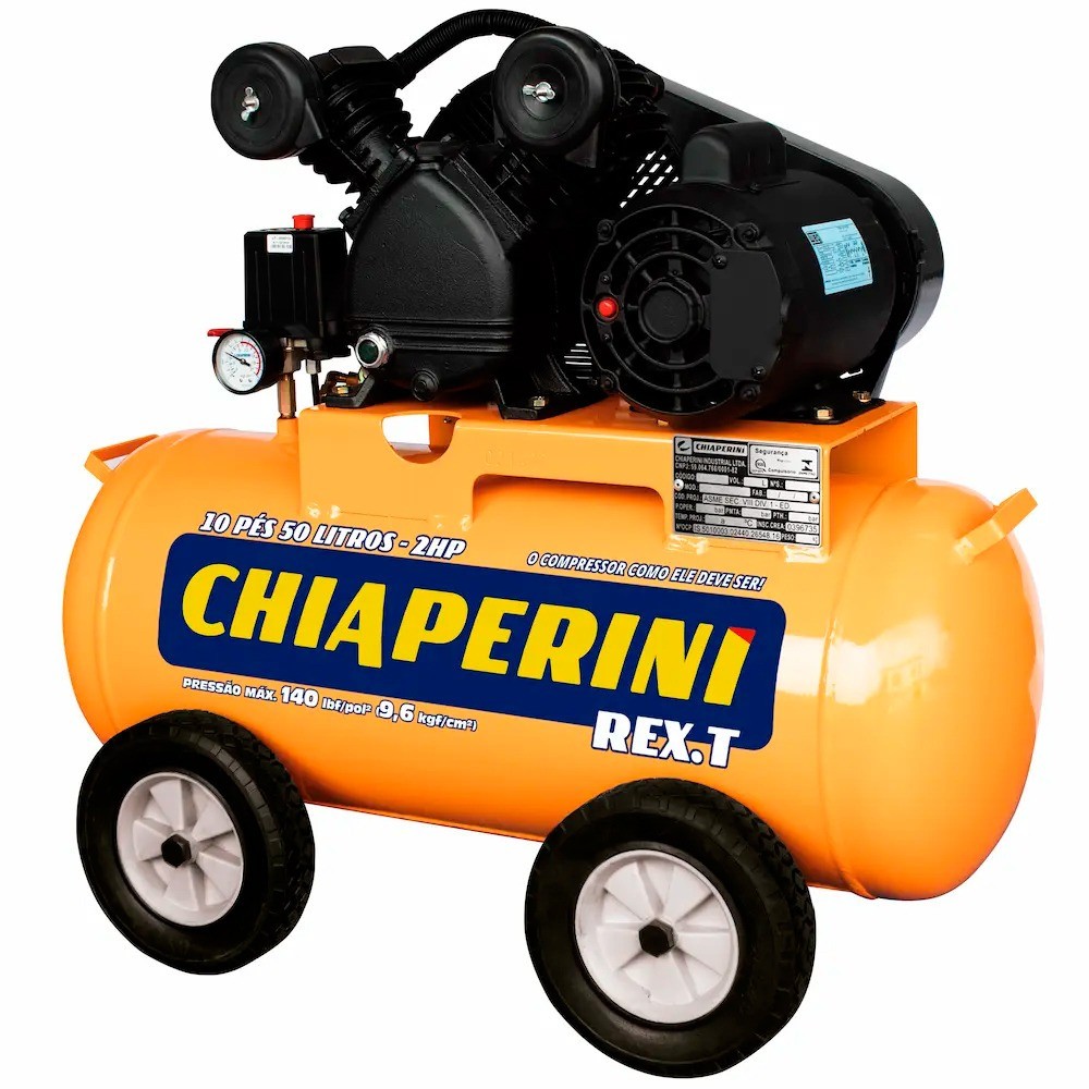 Compressor de ar 10 pés 50L 2hp 140 libras monofásico - REX.T Móvel