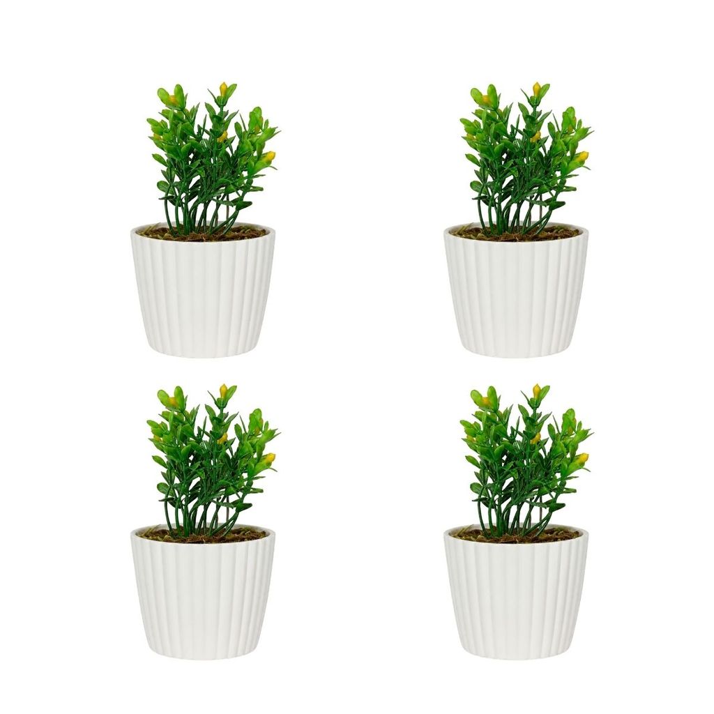 Kit 4 Mini Vasinhos Com Flores Artificiais Decoração para Casa Escritório Quarto