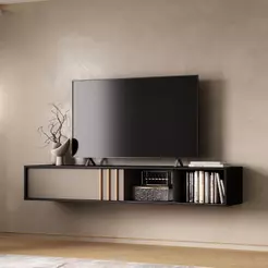 Rack Suspenso para TV Linea Carraro Preto Touch e Avelã
