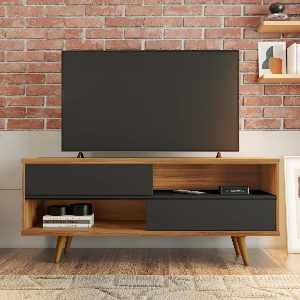 Rack para TV até 50 Polegadas 135,6cm 2 Portas Nt 1180 Marrom Freijó Trend/Preto TX