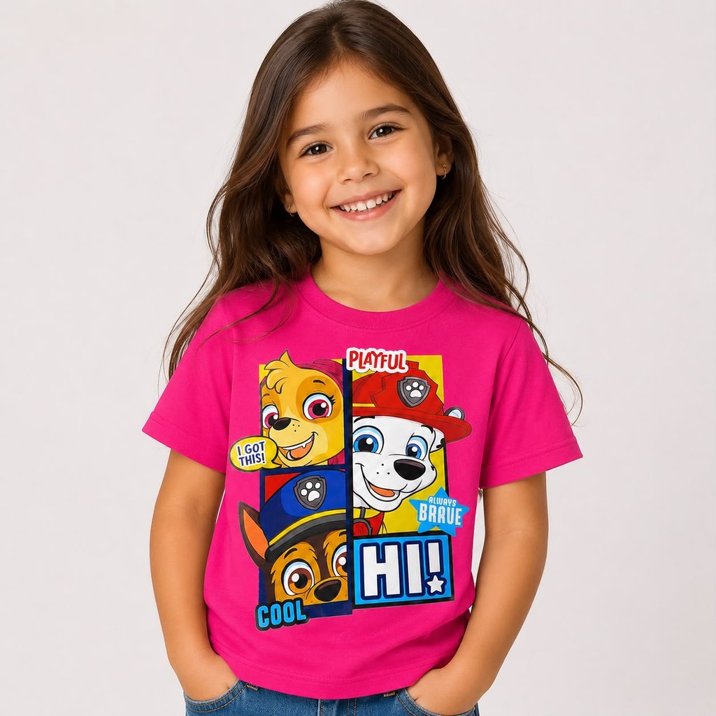 Camiseta Infantil Feminina Cachorrinhos Animados Moda Infantil 100% Algodão Estampada