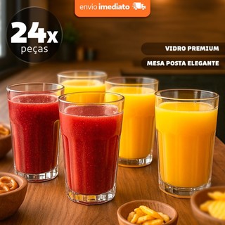 Kit 24 Copos Otto 420 ml Vidro Premium para Suco, Drink e Água Dia a Dia