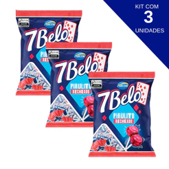 Kit Com 3 Pirulito 7 Belo Framboesa Arcor 120g