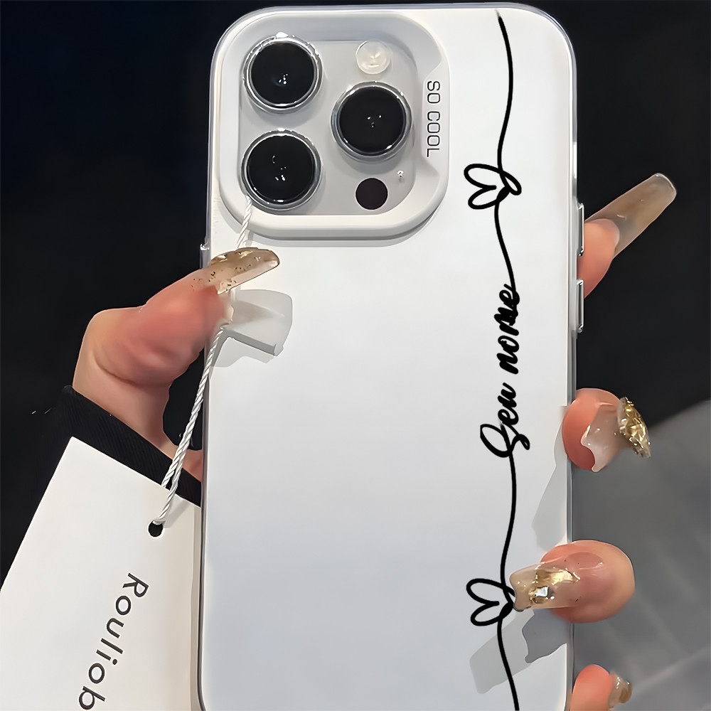 Capinha Personalizada Nome Capa Para iPhone 14 15 Plus 11 12 13 17 Pro XS Max Air 7 8 XR Presente Perfeito Metalizada