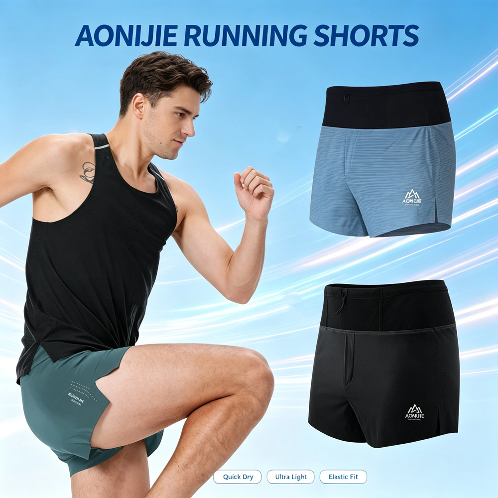(Liquidação) AONIJIE FM5110 Masculino Secagem Rápida 3 Polegada Shorts Cintura Bolso Corrida Trem Folga