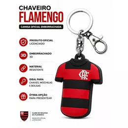 Chaveiro Oficial Camisa Jogador Flamengo 3D Time Presente Chave Mochila Rubro Negro