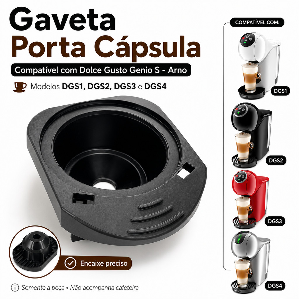 Gaveta Porta Cápsula Cafeteira Dolce Gusto Genio S Arno DGS1 DGS2 DGS3 DGS4