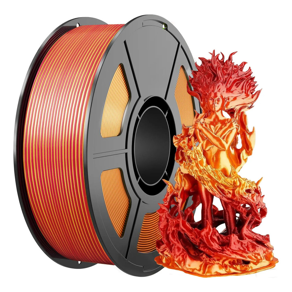 Filamento Pla De Seda Para Impressora 3D 250g (82m) 1.75 Mm Ouro Vermelho De Cor Dupla A Maioria Das Impressoras 3D FDM
