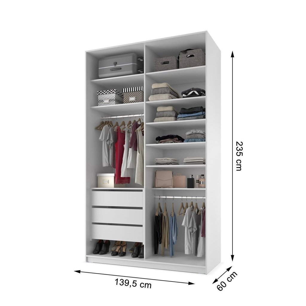 Closet Solteiro 100% MDF BP 139,5cm 3 Gavetas Sion Branco Branco · foto 2