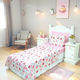 Jogo de Cama Infantil Solteiro 3 Peças Estampado para Menino e Menina com Lençol com Elástico e Fronha