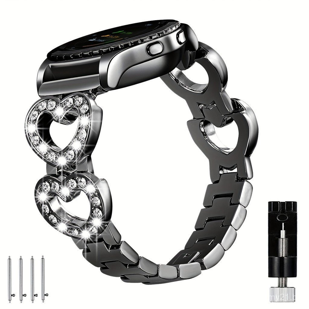 SaNgaiMEi Pulseiras Brilhantes em Forma de Coração para Galaxy Watch 6 5 4 40mm