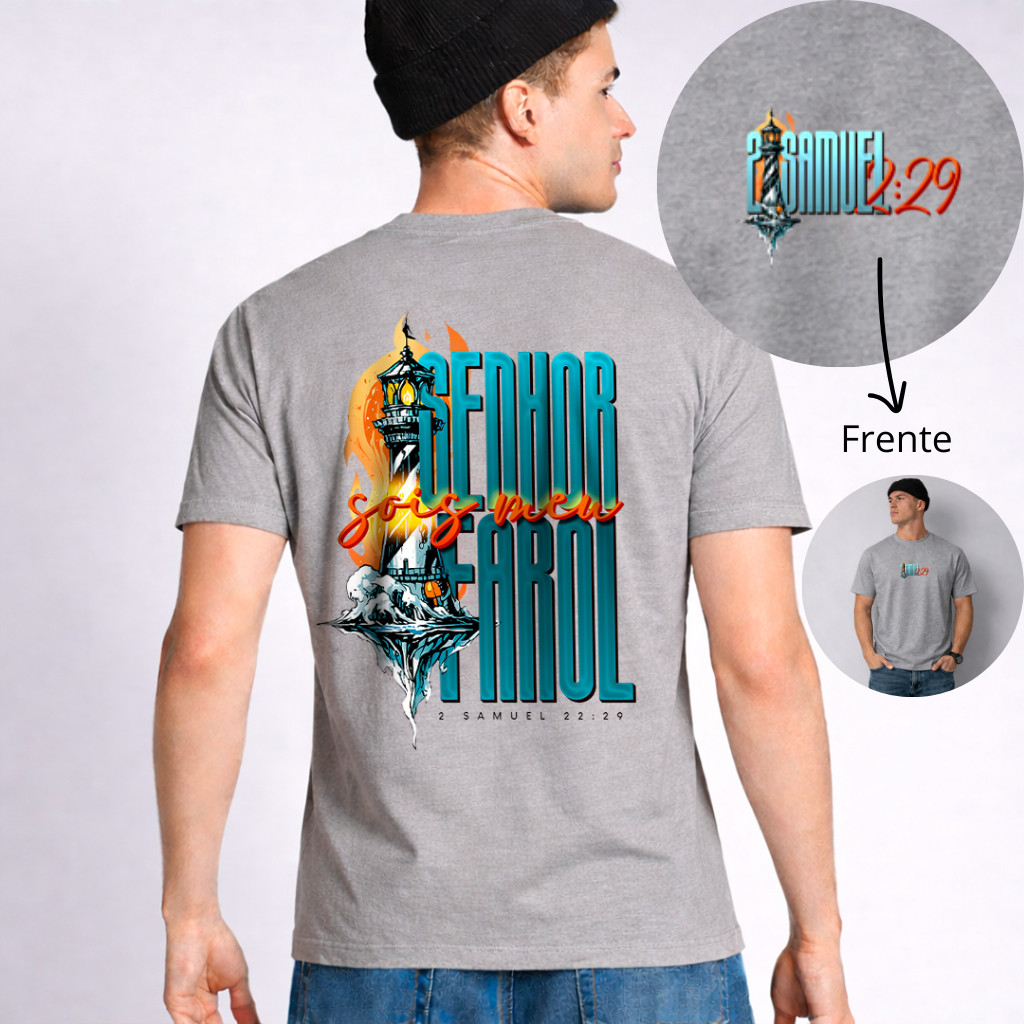 Camiseta Gospel Masculina Algodão Cruz Evangelica Igreja Versículo Vida Salmo Confortável Estampada