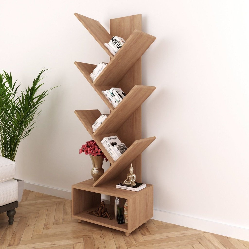 Estante de Livros Multiuso 7 Prateleiras 139,4CMX49,3cm E1726 Marrom Amêndoa Marrom