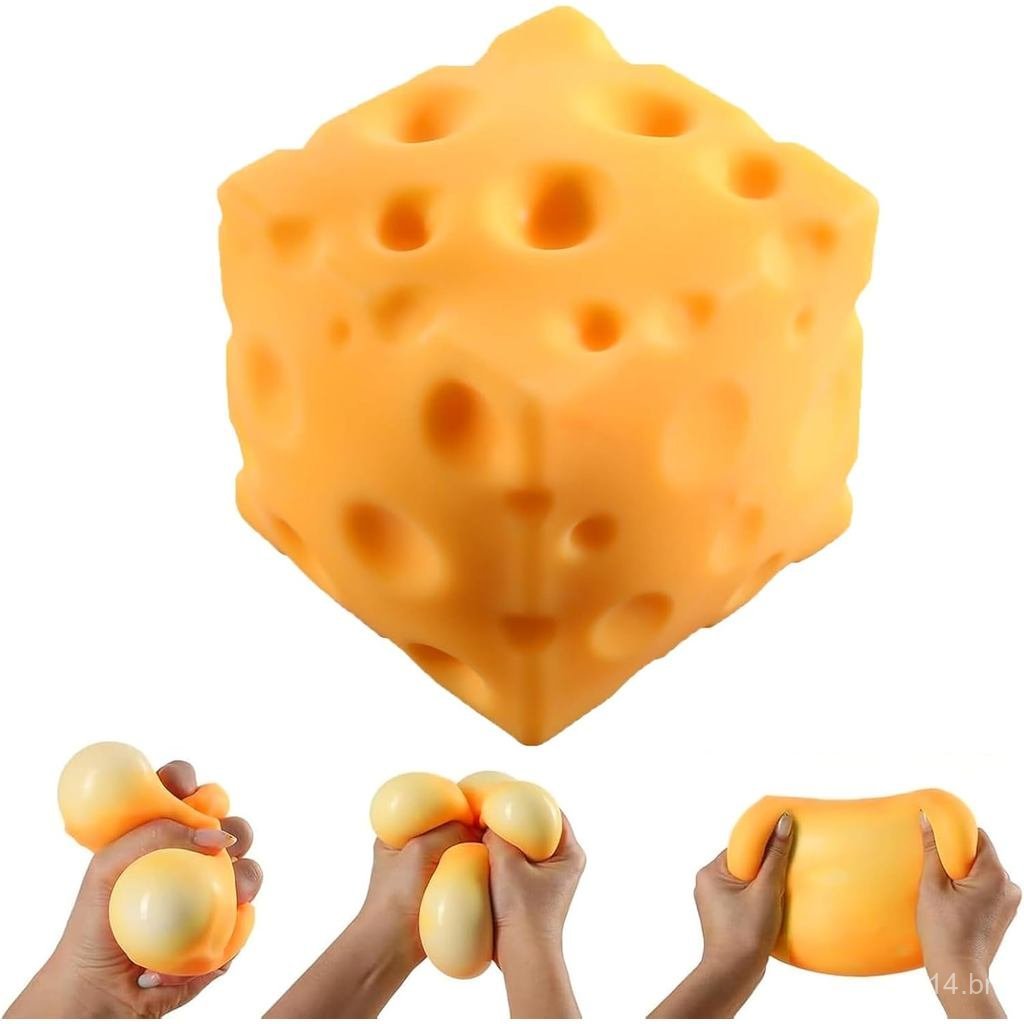 2 Peças de Cubo Squishy de Queijo Gigante – Brinquedo Anti-estresse em Bloco de Queijo de 2 Polegadas, Bola Sensorial Su