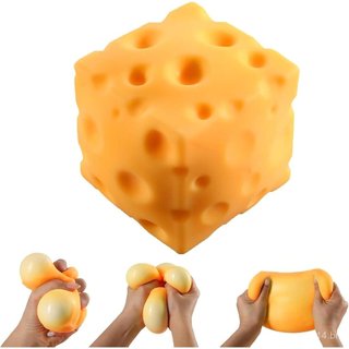 2 Peças de Cubo Squishy de Queijo Gigante – Brinquedo Anti-estresse em Bloco de Queijo de 2 Polegadas, Bola Sensorial Su