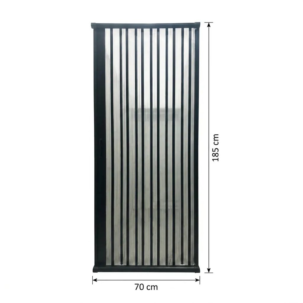 Box para Banheiro de PVC 185x70cm Sanfonado Frontal Bcf Preto Preto · foto 2