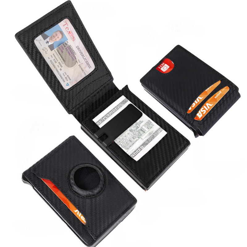 Carteira Pop-Up Automática De Fibra De Carbono , slot Rastreador Embutido Para A