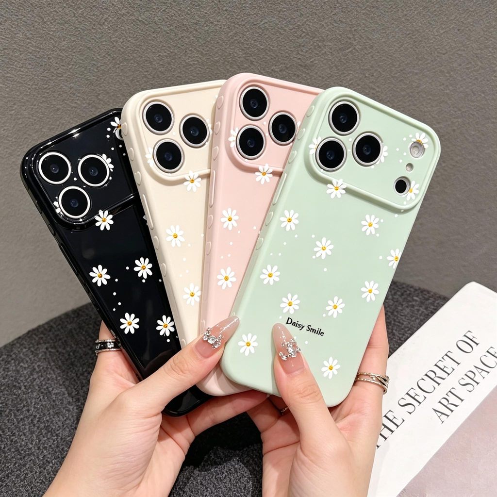 3D Amor Coração Borda Margarida Flores Capa De Telefone De Silicone Líquido Para Samsung Galaxy A57 A37 A27 A17 A07 A56 