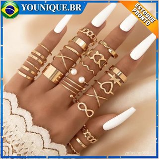 Conjunto De 22 Pçs De Anéis De Borboleta Conjunto De Anéis De Junta Aberta 22pçs Conjunto De Anel De Ouro e Prata