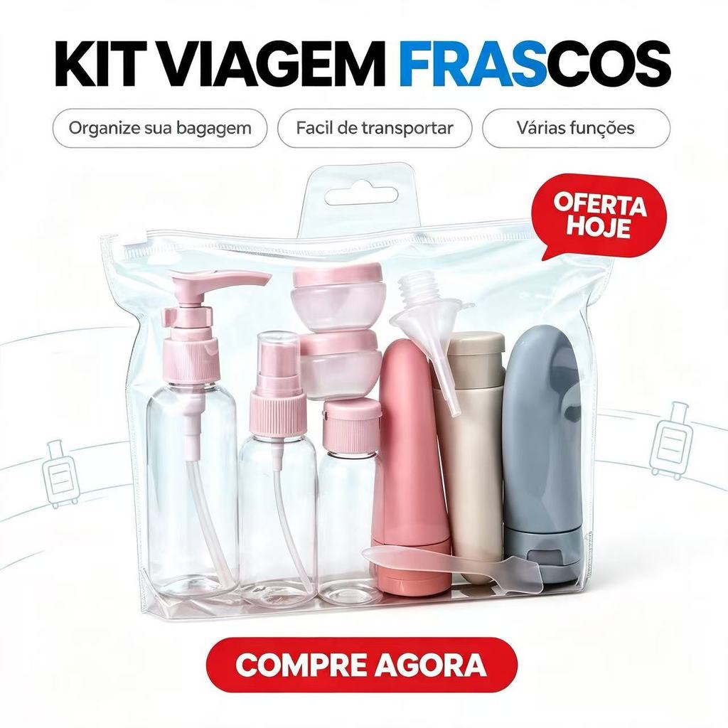 Kit Frascos Viagem 100ml | Spray, Loção e Creme | À Prova de Vazamentos | Bagagem de Mão | Cosméticos e Maquiagem