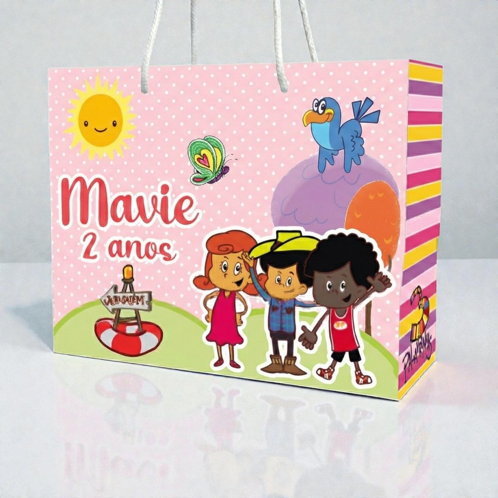 SACOLA 3 PALAVRINHAS ROSA MENINA Personalizado | Sacolinha | Lembrancinha | Mimos | Aniversário 3 PALAVRINHAS ROSA