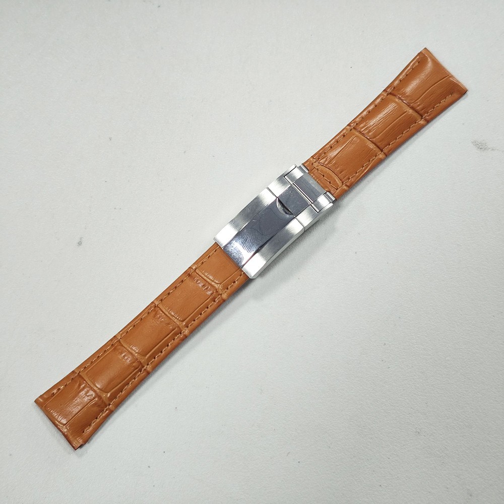 Para Rolex GMT Tudor Seiko 20mm Pulseira De Couro Laranja Com Fecho De Ostra De Aço