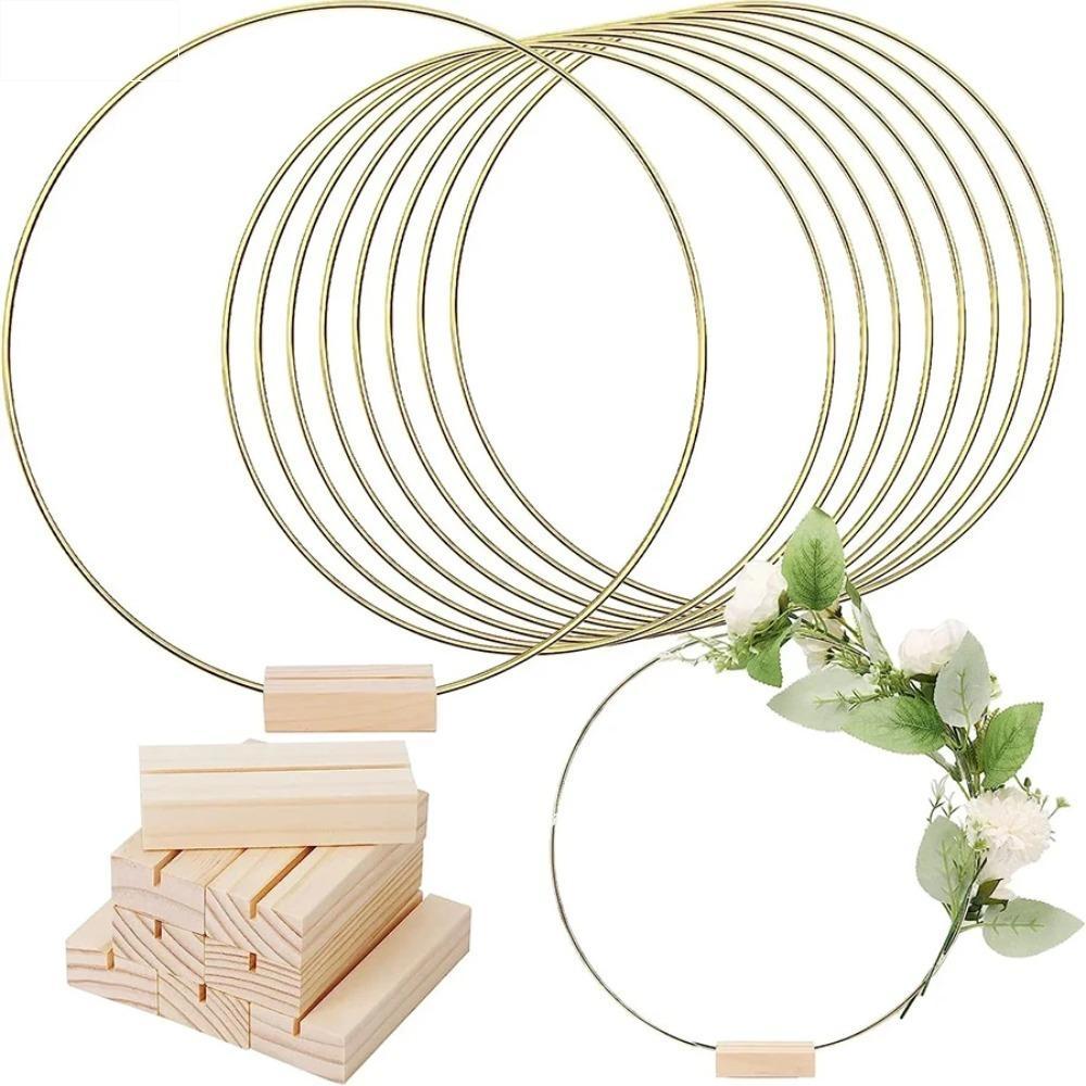 Aros De Flores De Metal Dourado , Anéis Redondos De Ferro De 10-50cm , Suporte De Base , Decoração Vintage DIY , Argola
